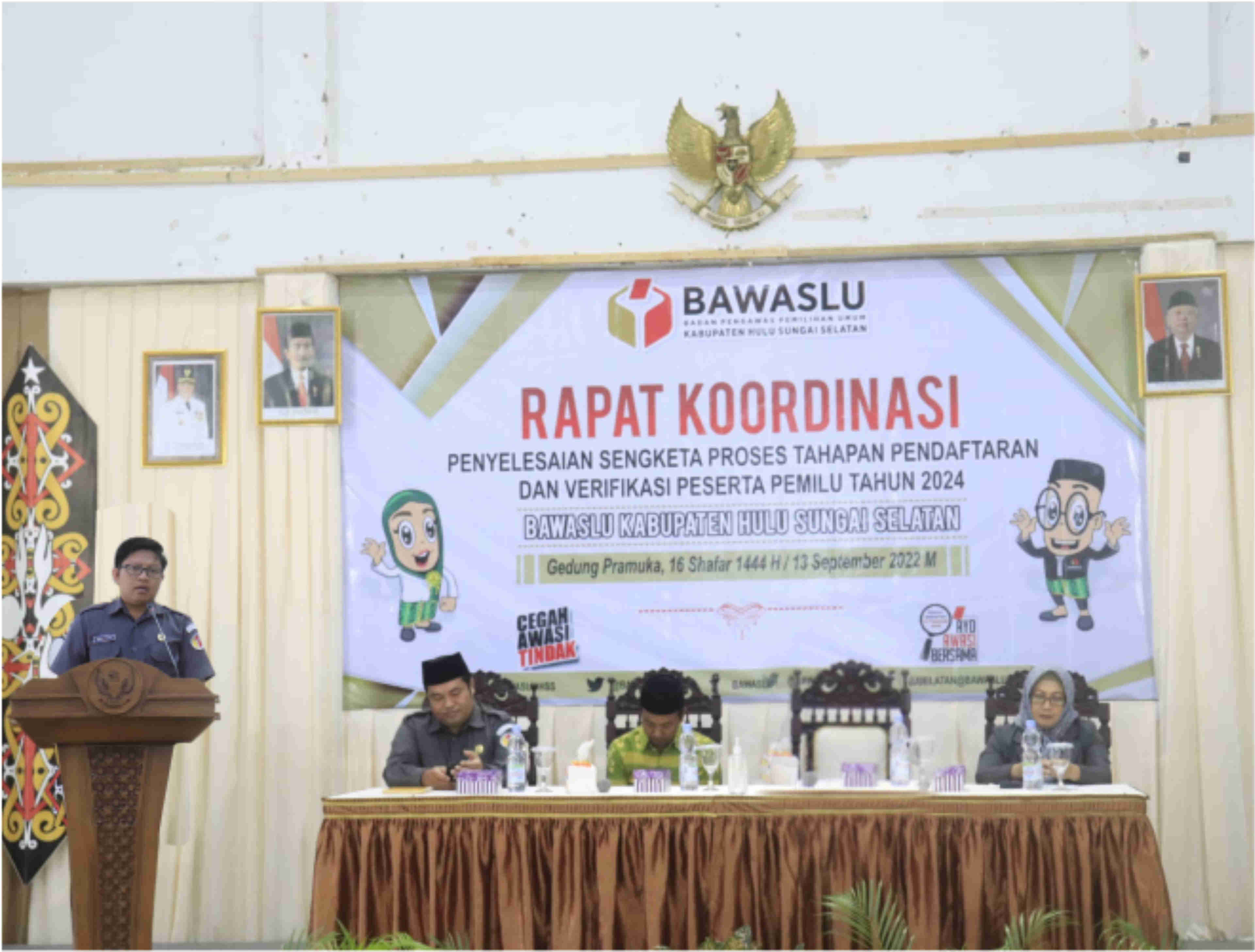 Cegah Terjadinya Pelanggaran dan Sengketa pada Proses Pemilu, Bawaslu HSS Undang Seluruh Pengurus Partai Politik