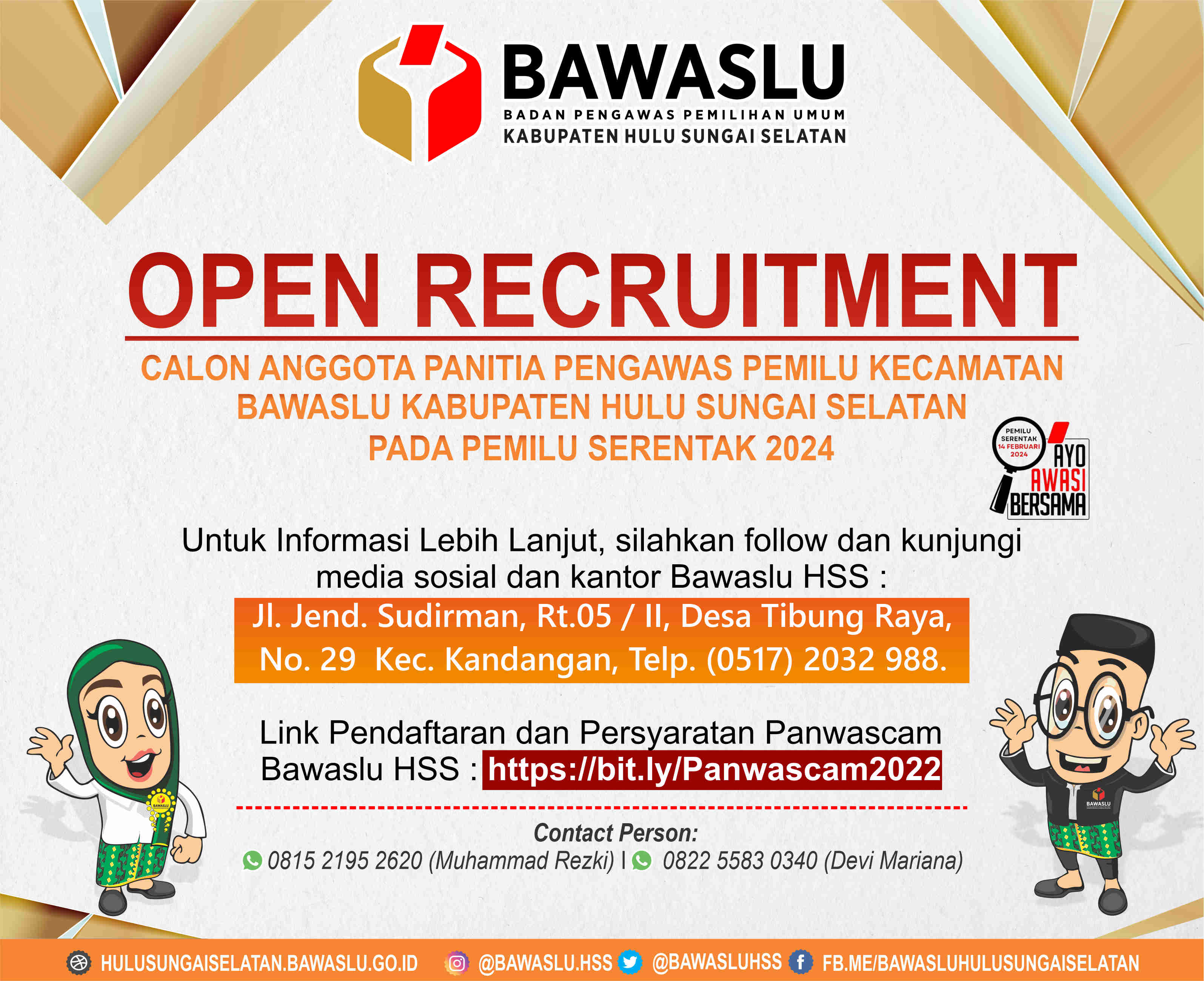 Bawaslu HSS Resmi Umumkan Pendaftaran Calon Anggota Pawascam pada Pemilu Tahun 2024.