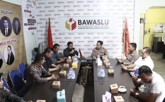 Bawaslu HSS Sambut kunjungan dari Kapolres HSS